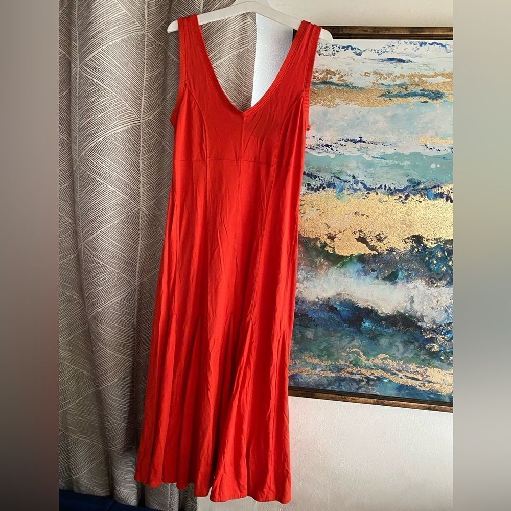 Maeve orange sleeveless midi A-line dress size small